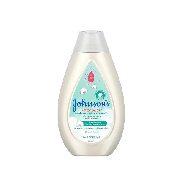 Johnson's Baby CottonTouch Newborn Body Wash & Shampoo, Gentle & Tear-Free, Made with Real Cotton, Gently Washes Away Dirt & Germs, Sulfate- & Paraben-Free for Sensitive Skin, 13.6 Fl Oz