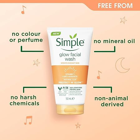Simple Glow in the Dark Clay Face Wash 150 ml