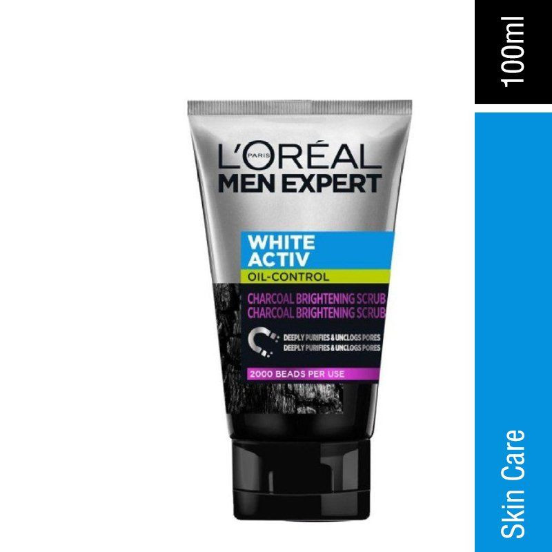 L'Oreal Men Expert White Active Oil Control Charcoal Brightening Scrub 100ml